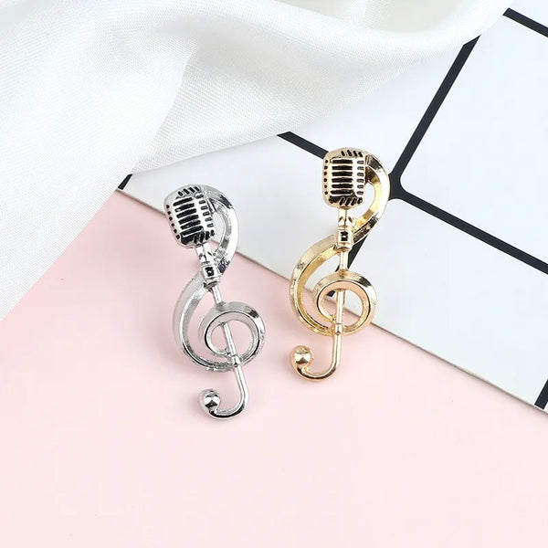 Treble Clef Microphone Pin