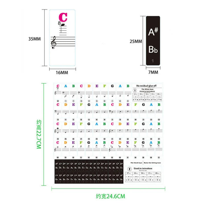 Transparent Piano Keyboard Stickers